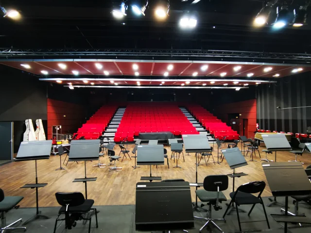 Stage and bleachers
